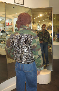 Leopard on Camo Jacket Crop