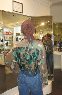 Green Pop on Khaki Camo Crop