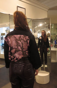 Pink Pop on Black Jacket Crop