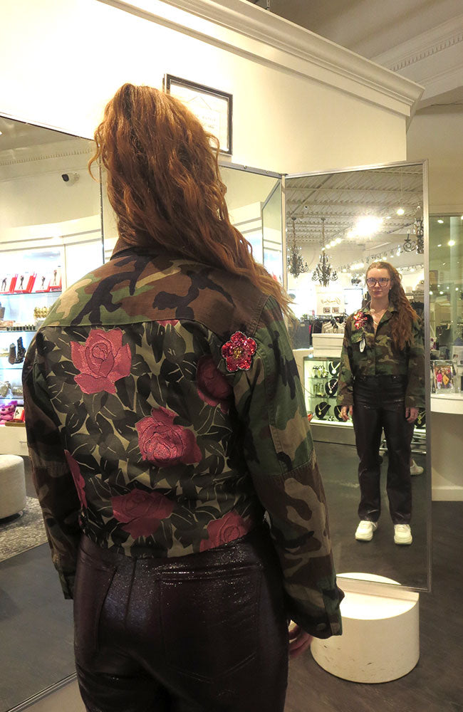 Khaki Floral on Khaki Camo Crop