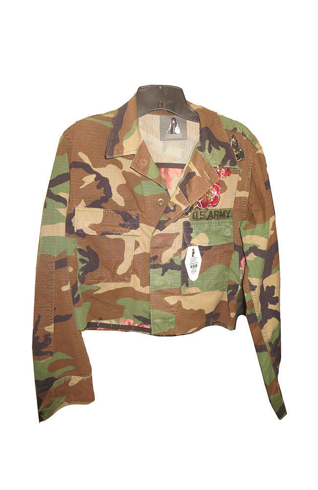 Khaki Floral on Khaki Camo Crop