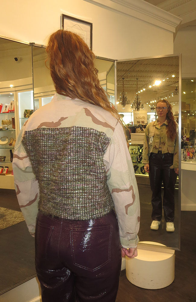 Brown Tweed on Khaki Camo Crop