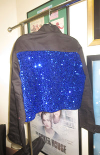 Solid Blk Crop Blue Sequin Back