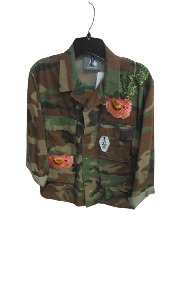 Dusty Rose Jacket, Full Length, Green Camo, Appliques