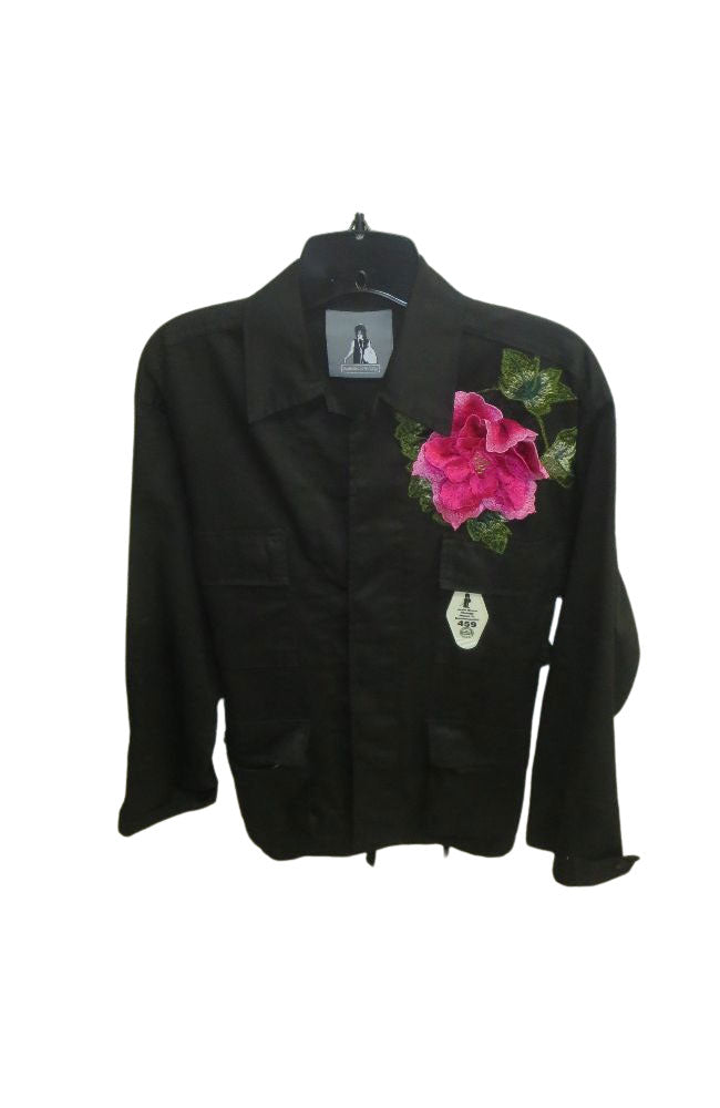 Black Applique Full Length Jacket