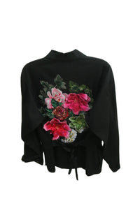Black Applique Full Length Jacket
