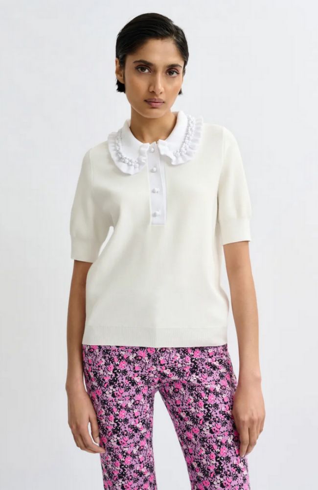 Jewelry Embroidered Knit Polo