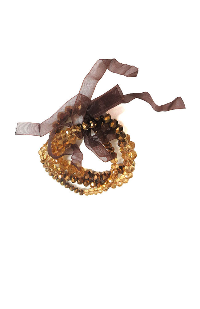 Set of 3 Bracelets Bronze Bead