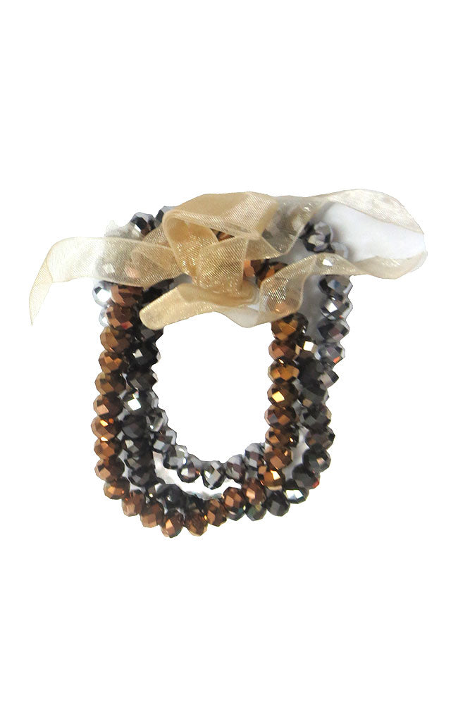 Set of 3 Bracelets Brown,Silver,Black