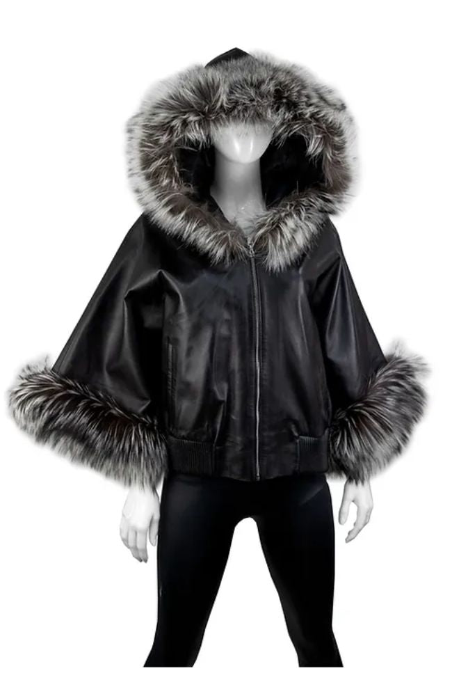 Short Fox Trim Jacket w Hood