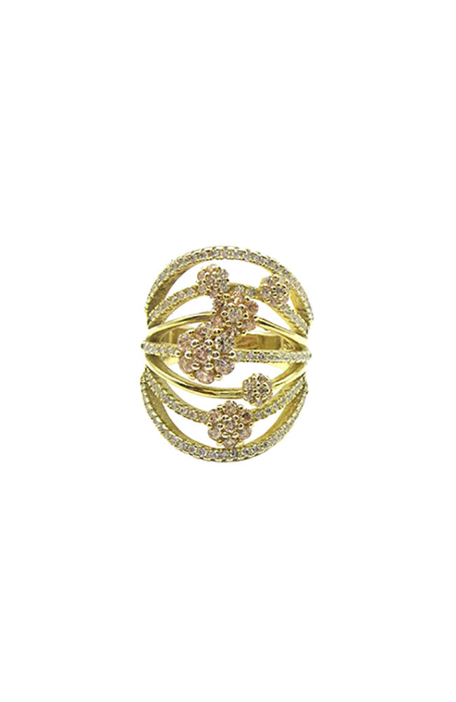 Gold 7 Strand Flowers Ring