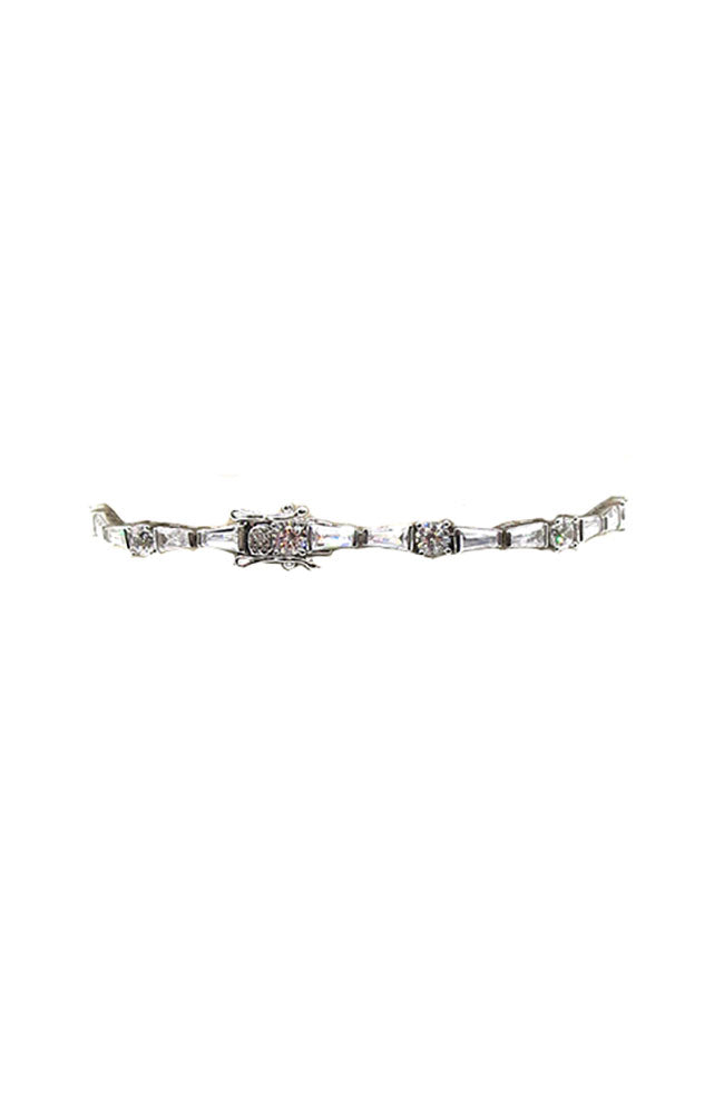 Silver Tapered Baguette CZ Bracelet