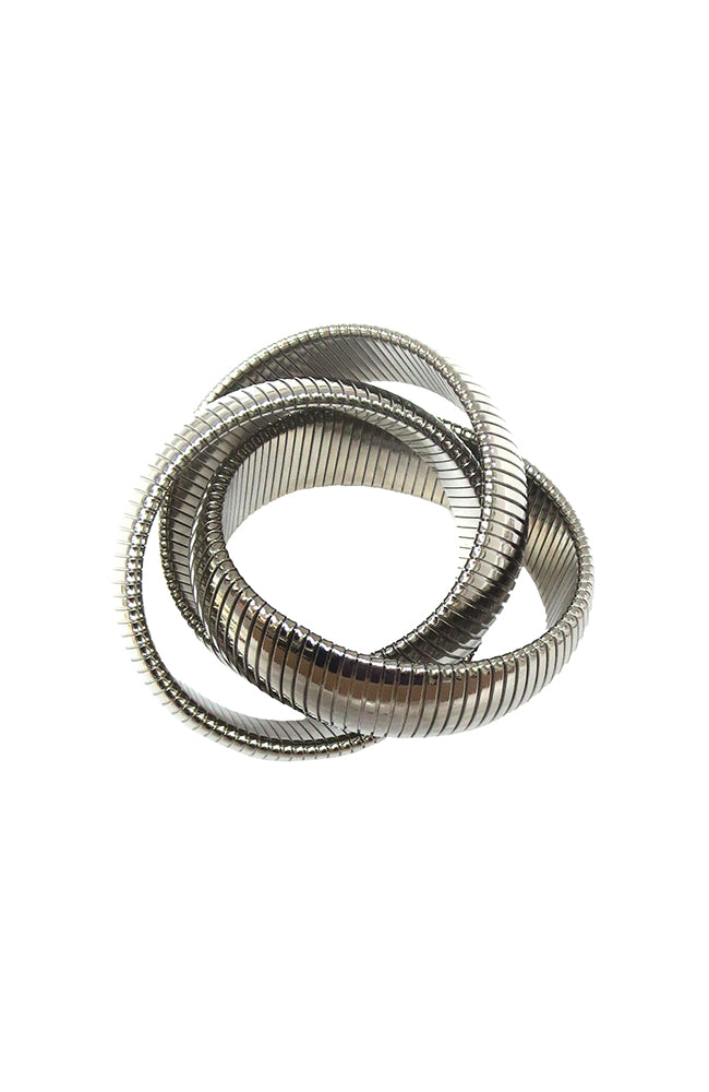 Rhodium Wide Triple Cobra Bracelet