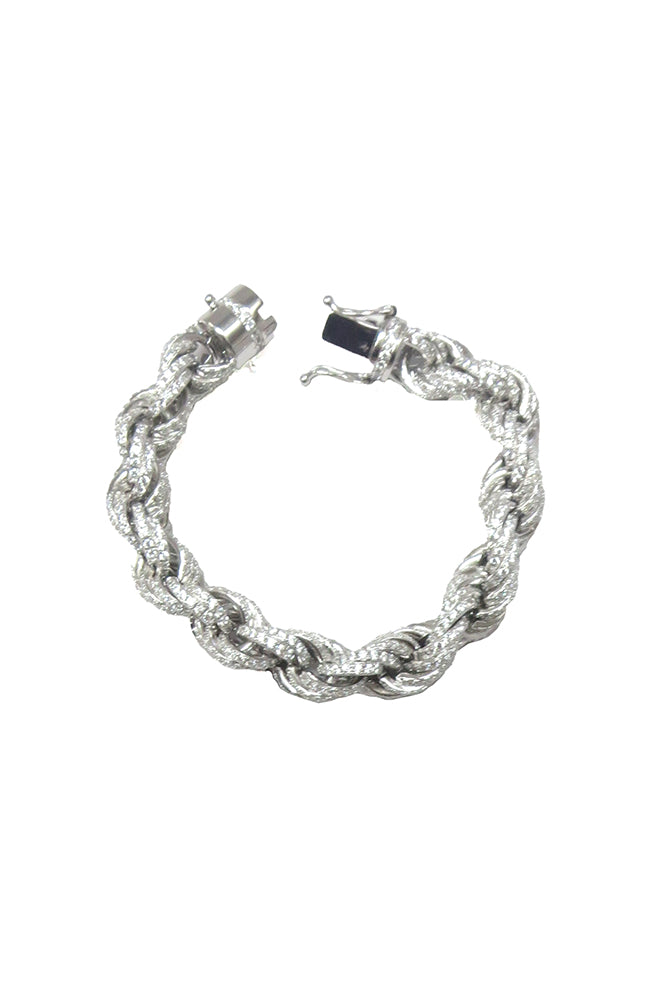 Sterling Silver CZ Rope Chain Bracelet