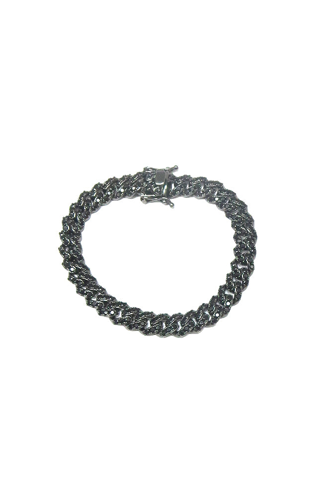 Black Rhodium CZ Narrow Cuban Link Bracelet
