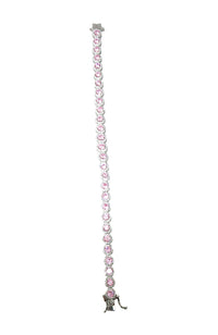 Rhodium CZ Bracelet Pink