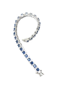 Rhodium CZ Bracelet Sapphire