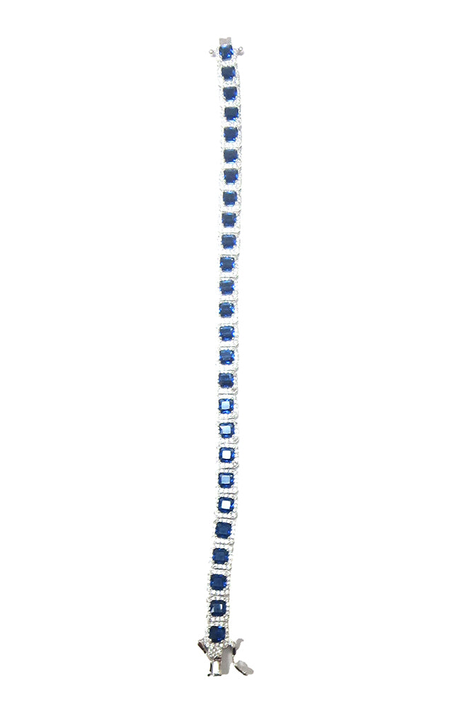 Rhodium CZ Bracelet Sapphire