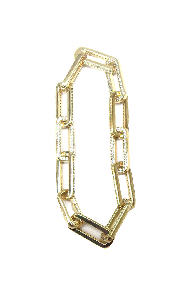 Gold Crystal Rectangular Link Bracelet Crystal