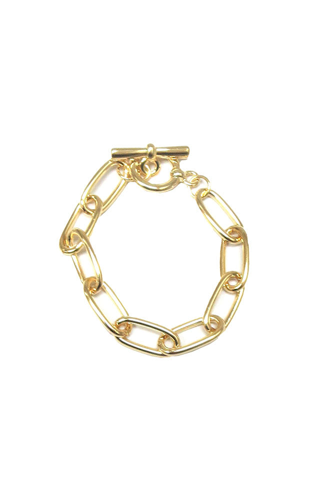 Gold Toggle Oval Link Chain Bracelet