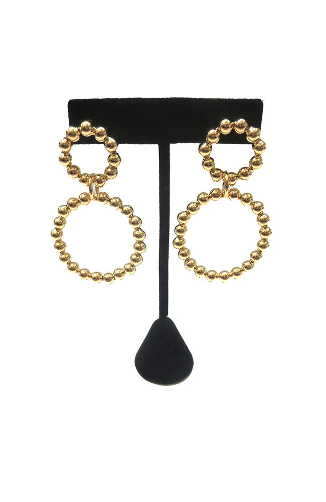 Gold Double Beaded Hoop Earring