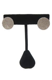 Large Sterling Silver Pave CZ Disc Earring