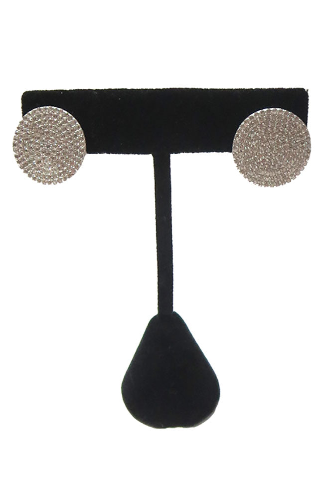 Large Sterling Silver Pave CZ Disc Earring