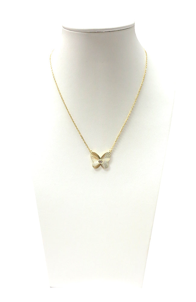CZ Gold Butterfly Necklace