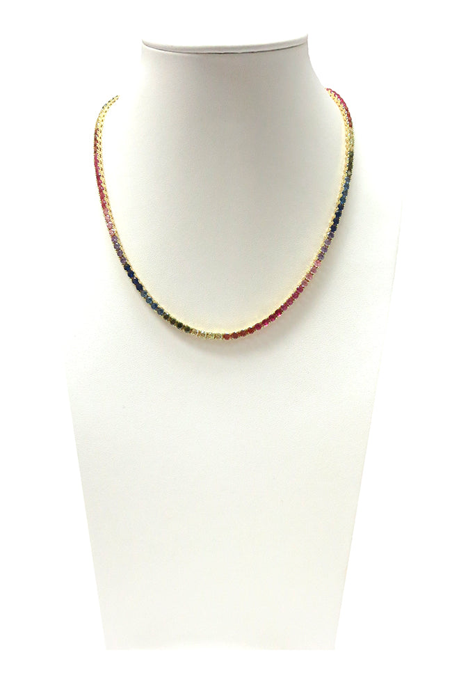 Multi Color CZ Tennis Necklace