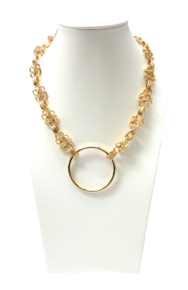 High Polished Gold Large Loop Necklace
