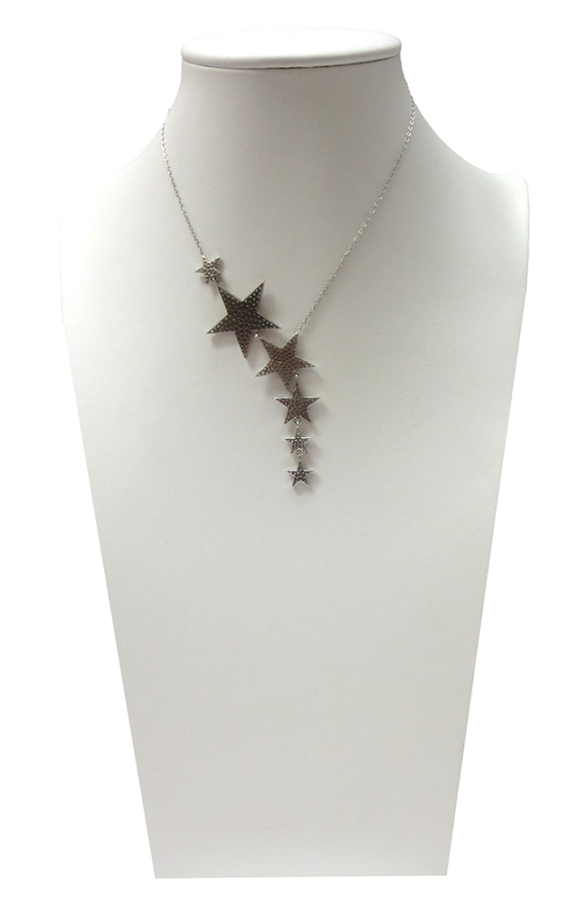 Pave Star Necklace in Rhodium