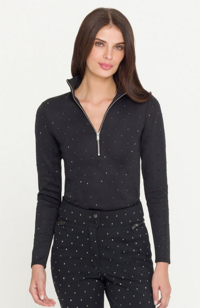 Wendlyn Crystal Zip Up Top