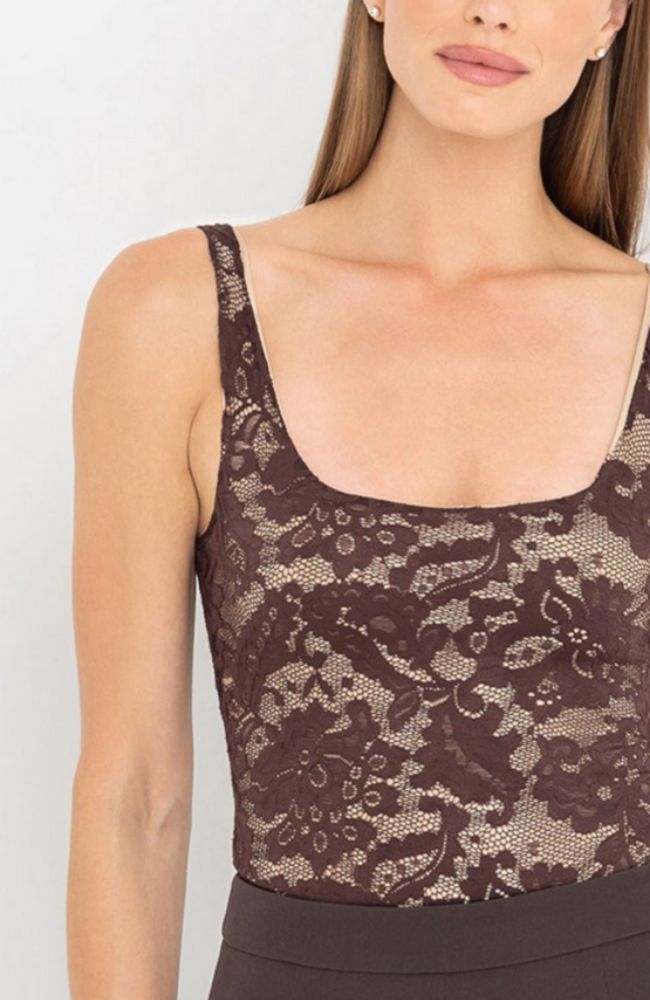 Gigi Lace Bodysuit in Brown Beige