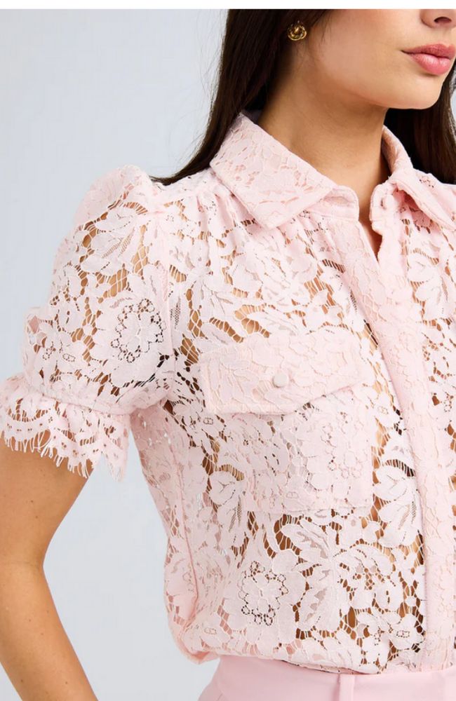Mina Lace Shirt in Petal Pink