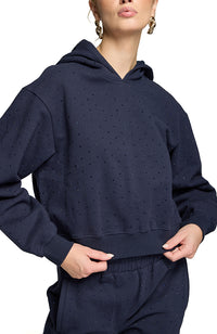 Renae Crystal Hoodie in Navy