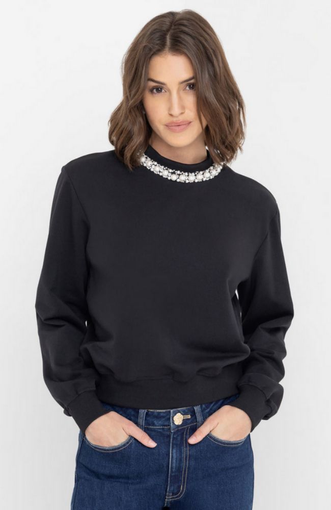 Jill Pearl Crystal Embellished Sweatshirt