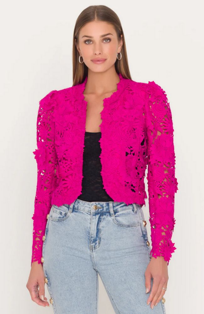 Bondi 3D Lace Jacket in Hibiscus