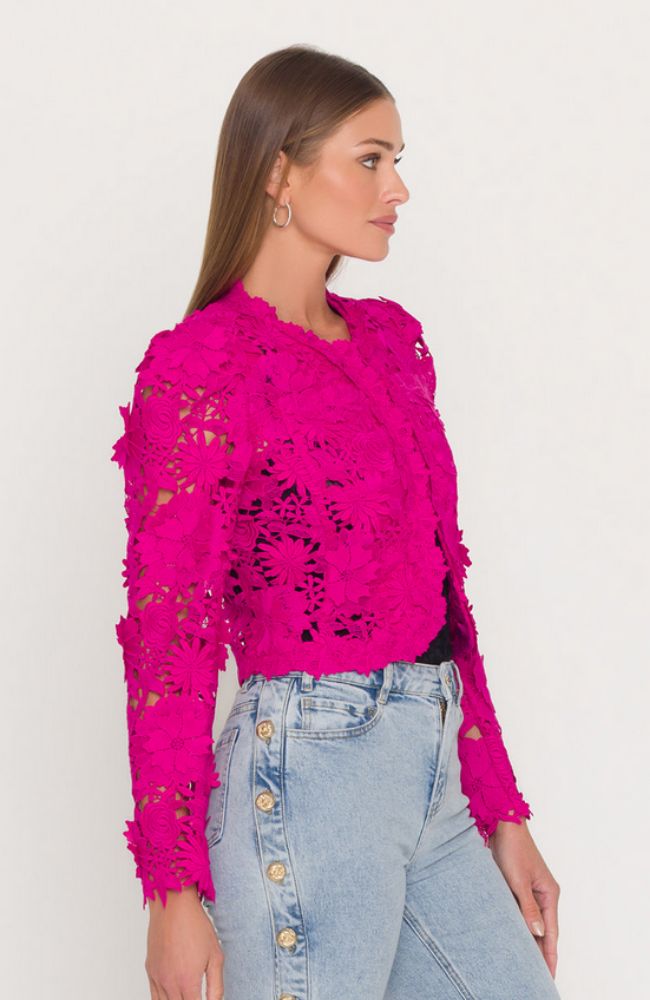 Bondi 3D Lace Jacket in Hibiscus