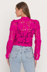 Bondi 3D Lace Jacket in Hibiscus