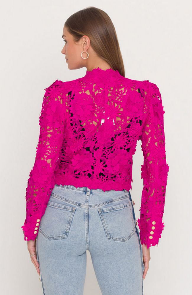 Bondi 3D Lace Jacket in Hibiscus