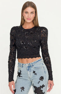 Safia Sequin Lace Top