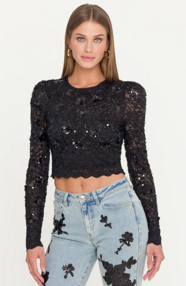 Safia Sequin Lace Top