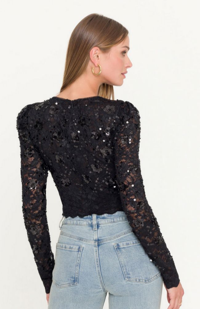 Safia Sequin Lace Top