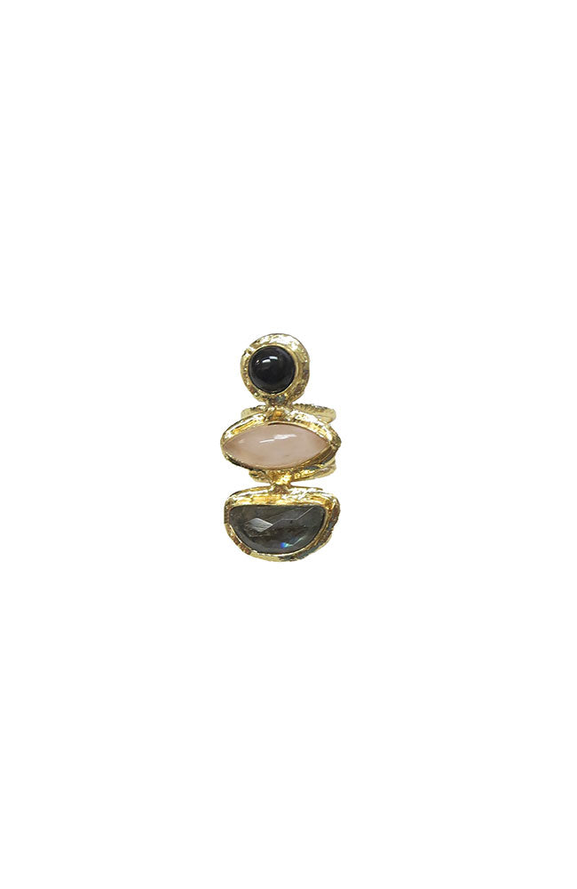 Gold Gold Encrusted 3 Stone Ring