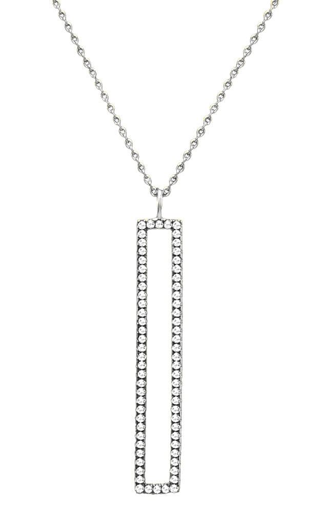 Necklace Open Rectangle Stone