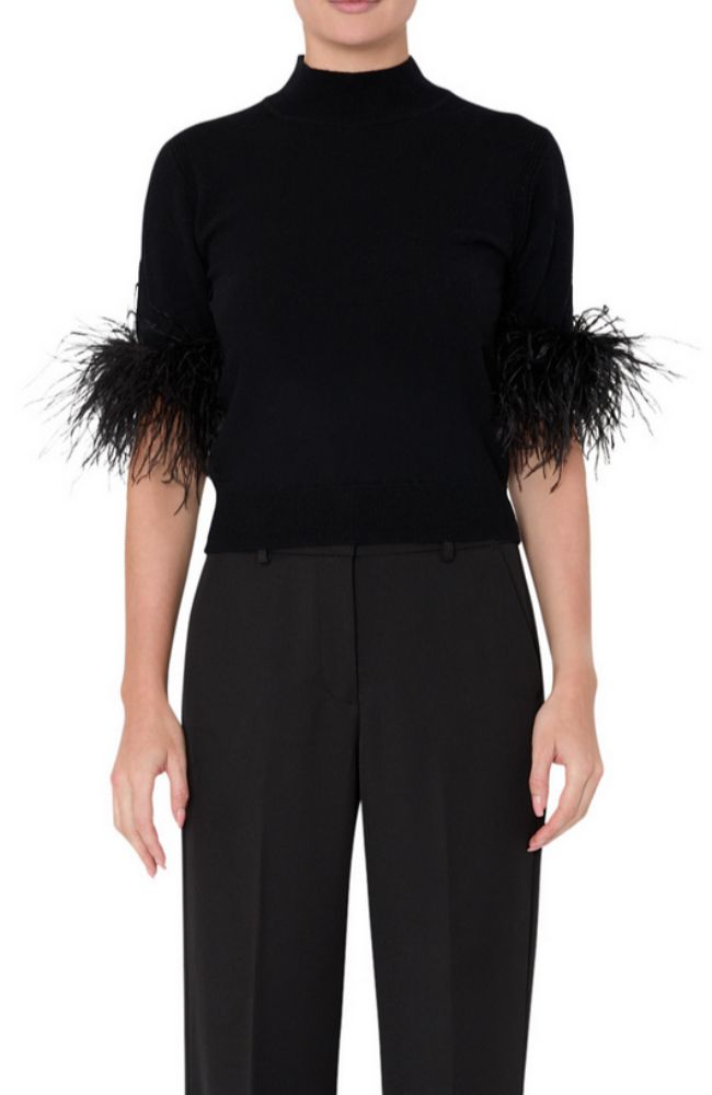 SS Feather Mockneck Sweater
