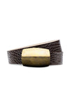 Milou Domed Croc Emb Belt in Chocolate