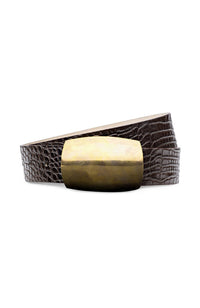 Milou Domed Croc Emb Belt in Chocolate