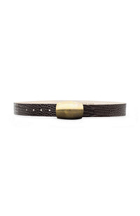 Milou Domed Croc Emb Belt in Chocolate