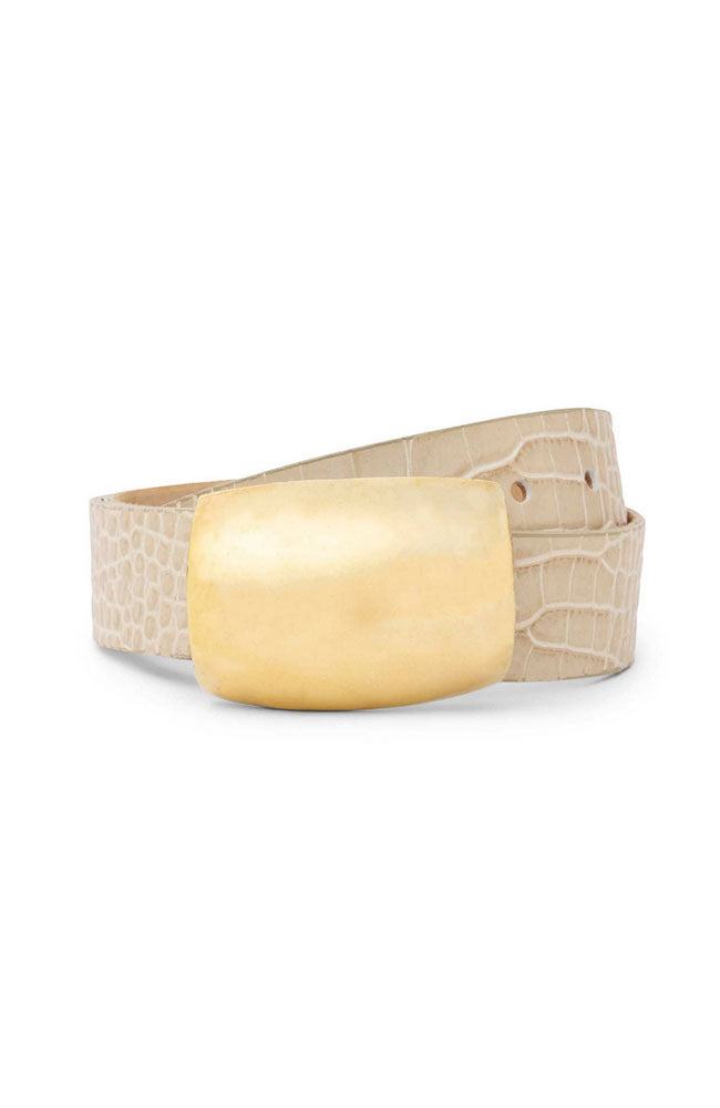Milou Domed Croc Emb Belt in Ivory